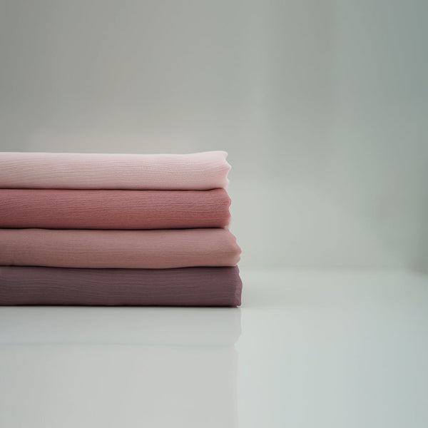 Crinkle Chiffon Hijab | Chalky Mauve, Pink Sand, Blush, Peach Tint - Mai Official