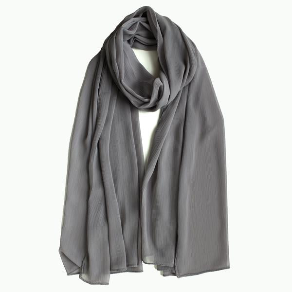 Crinkle Chiffon Hijab | Black, Charcoal, Navy, Grey Heather - Mai Official