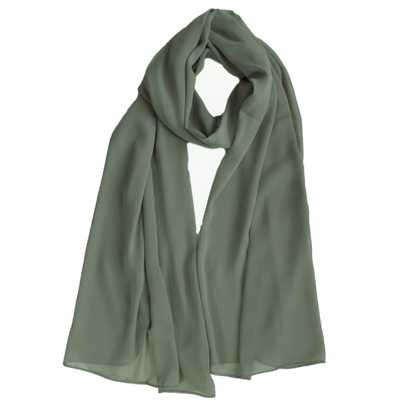 Crinkle Chiffon Hijab |  Natural Linen, Khaki Tint , Slate Shadow - Mai Official