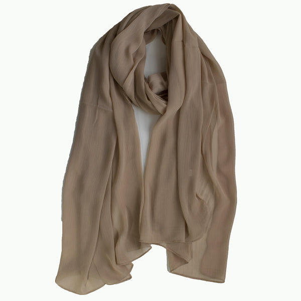 Crinkle Chiffon Hijab |  Natural Linen, Khaki Tint , Slate Shadow - Mai Official