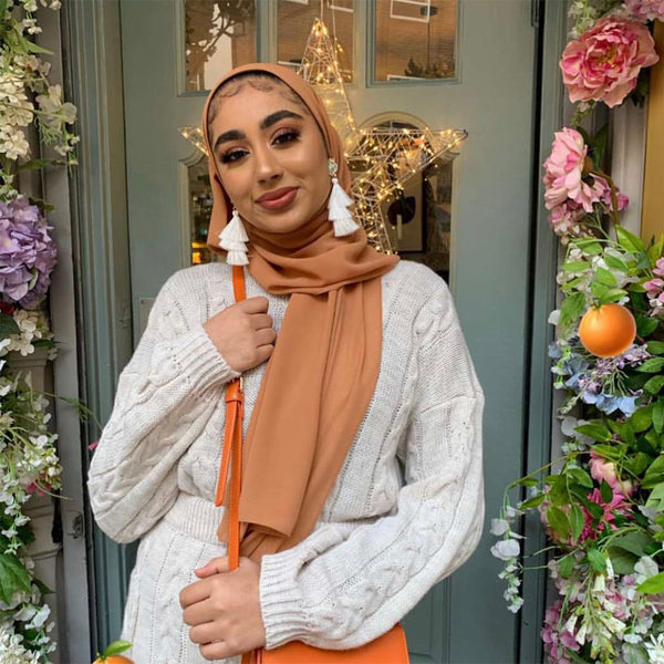 Soft Chiffon Crepe Hijab | Nude Orange - Mai Official