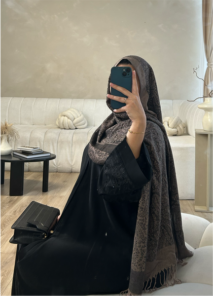 Printed Pashmina Hijab - Brown