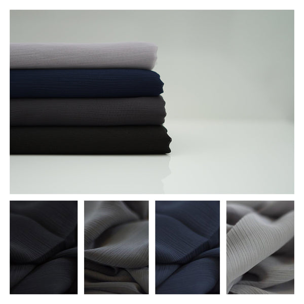 Crinkle Chiffon Hijab | Black, Charcoal, Navy, Grey Heather - Mai Official